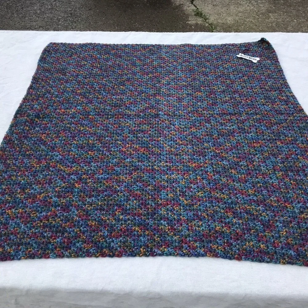 New Handmade Crochet Blanket 32x32 Lap Car Couch Dog Pet Afghan McM OOAK Rainbow